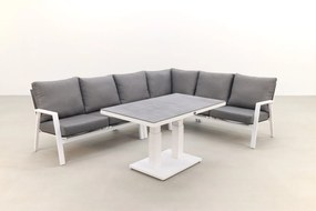 Azoren lounge dining set rechts - white (tafel verstelbaar in hoogte)
