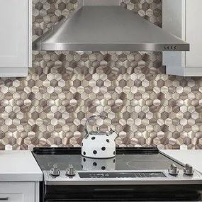 Zelfklevend Mozaïek Hexagon Champagne - 29.5 cm x 29.5 cm x 0.4 cm | 0.5 kg | Paneli zelfklevende steenstrips