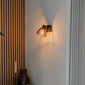 Industriële wandlamp zwart draai- en kantelbaar - Fotu Industriele / Industrie / Industrial E27 rond Binnenverlichting Lamp