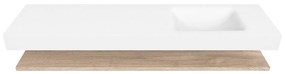 Zaro Alan badmeubel 180cm met planchet washed oak en vrijhangende wastafel cloud rechts zonder kraangat talc