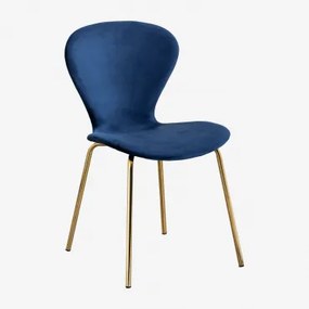Stapelfauteuil In Fluweel Uit Blauw & Goud - Sklum