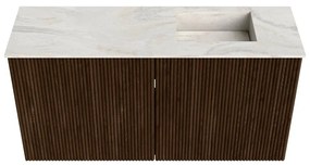 Mondiaz Joya DLux 80cm toiletmeubel walnut met wastafel faye rechts zonder kraangat ostra