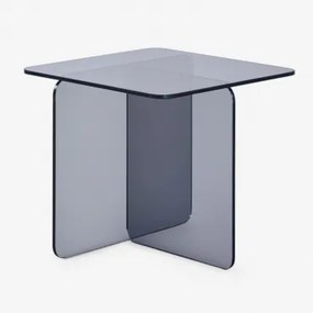 Eliana Vierkante Bijzettafel 50x50 Cm In Gehard Glas Zwart - Sklum