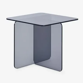 Eliana Vierkante Bijzettafel 50x50 Cm In Gehard Glas Zwart - Sklum