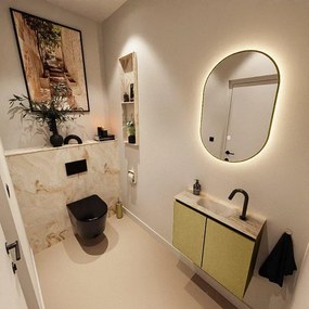 MONDIAZ TURE-DLUX 60cm toiletmeubel Oro. EDEN wastafel Frappe positie midden. Met 1 kraangat. TUREDX60OROM1FRA