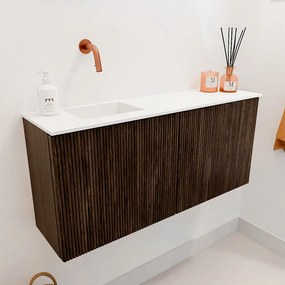 Mondiaz Joya 90cm toiletmeubel walnut met wastafel faye links zonder kraangat talc