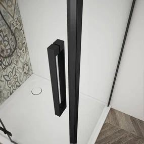 Gelco Trinity douchecabine met mat glas 100x100cm links zwart mat