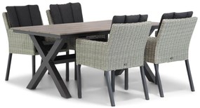 Tuinset 4 personen 180 cm Wicker Grijs Garden Collections Oxbow/Forest