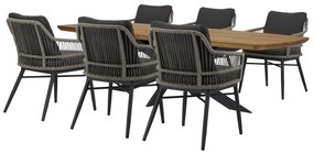 Catania Lido dining tuinset 240x100xH75 cm 7 delig antraciet