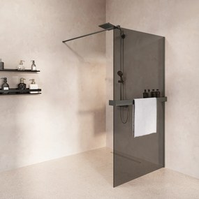 Saniclear Metric inloopdouche 110cm met handdoekhouder en rookglas verouderd ijzer - gunmetal