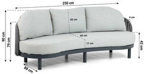 Stoel en Bank Loungeset 2 personen Aluminium/rope Grijs  Santika Furniture Santika