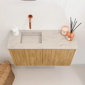Mondiaz Joya DLux 70cm toiletmeubel oak met wastafel faye links zonder kraangat opalo