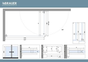 Brauer Void profielloze douchecabine 90x140cm koper geborsteld PVD