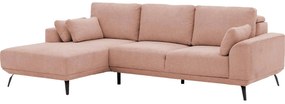 Goossens Excellent Bank Princess roze, stof, 3-zits, elegant chic met chaise longue links