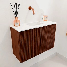 Mondiaz Joya 60cm toiletmeubel ruby met wastafel faye midden zonder kraangat talc