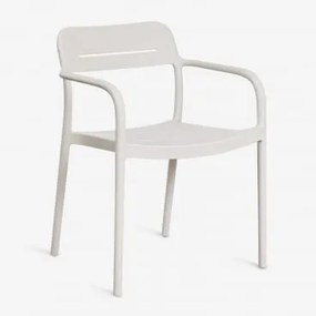 Stapelbare Set Van 2 Eetkamerstoelen Met Armleuningen Van Polypropyleen Graneli Steen Wit - Sklum
