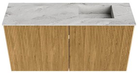 Mondiaz Joya DLux 80cm toiletmeubel oak met wastafel faye rechts zonder kraangat glace