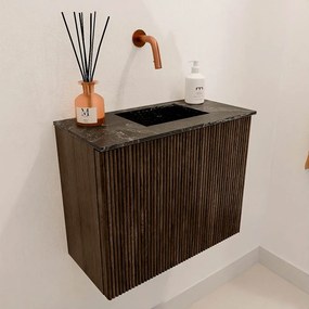 Mondiaz Joya DLux 50cm toiletmeubel walnut met wastafel faye rechts zonder kraangat lava