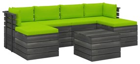 vidaXL 7-delige Loungeset met kussens pallet massief grenenhout