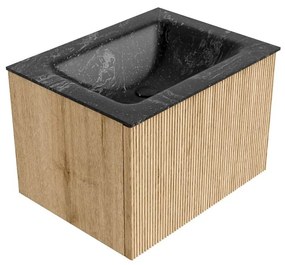 Mondiaz Kurve-dlux 60cm badmeubel oak met 1 lade en wastafel cloud midden 1 kraangat lava