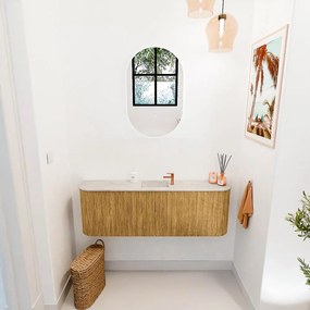 Mondiaz Joya DLux 125cm toiletmeubel ronding links/rechts oak met wastafel faye midden 1 kraangat ostra