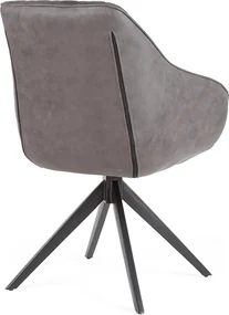 Eetkamerstoel - Collins - lederlook Soft antraciet