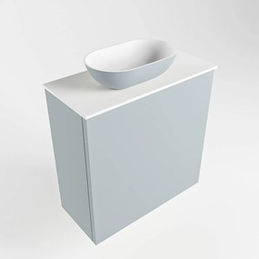 Mondiaz Fowy toiletmeubel 50cm clay met lichtgrijze waskom links en kraangat