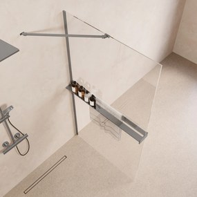 Saniclear Oblique inloopdouche 90cm met handdoekhouder en helder glas chroom