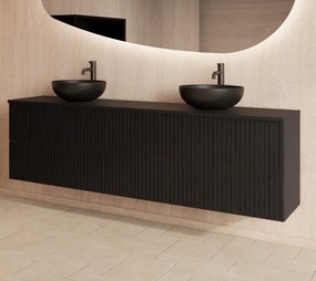 Gliss Design Hybris badkamermeubel met ribbelfront 180cm black veneer