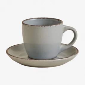 Verpakking Van 2 Ronilena Aardewerk Koffiekopjes Met Schoteltjes, 9 Cl Dolfijngrijs - Bruin - Sklum