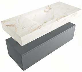 Mondiaz Alan DLux badmeubel 110cm plata 1 lade met wastafel frappe midden zonder kraangat