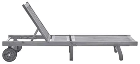 vidaXL Ligbed met kussen massief acaciahout grijs