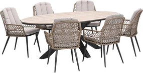 Garden Impressions Kalibo tuinset 7-delig natural - Tulli tuintafel 220x115 cm - light teak vironwood