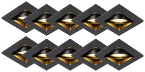 Set van 10 smart inbouwspots zwart incl. Wifi GU10 - Qure