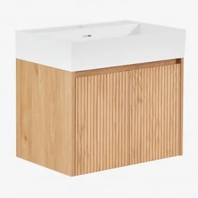 Genevie Zwevend Houten Badkamermeubelset Met Geïntegreerde Wastafel Natuurlijk Hout - Sklum
