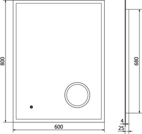 Mexen Kala verlichte badkamer spiegel met make-up spiegeltje 60 x 80 cm, LED 6000K, anti-condens - 9820-060-080-611-00