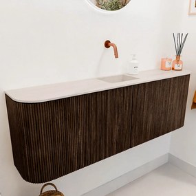 Mondiaz Joya DLux 125cm toiletmeubel ronding links/rechts walnut met wastafel faye midden zonder kraangat meli