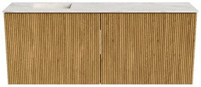 Mondiaz Joya DLux 100cm toiletmeubel oak met wastafel faye links zonder kraangat ostra