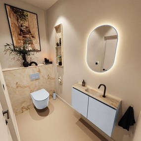 MONDIAZ TURE-DLUX 80cm toiletmeubel Clay. EDEN wastafel Frappe positie midden. Met 1 kraangat. TUREDX80CLAM1FRA