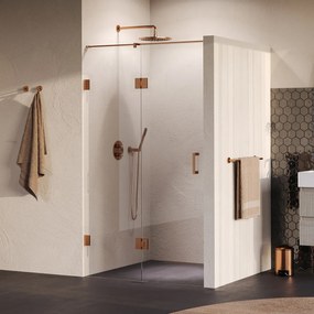 Brauer Void profielloze nisdeur 110cm met draaideur 60cm aan glas koper geborsteld PVD