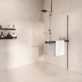 Saniclear Bright inloopdouche 80cm met handdoekhouder en helder glas verouderd ijzer - gunmetal