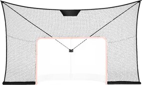 VEVOR Hockeydoelnet, Straathockeynet, 366 x 220 cm Doelnet, Hockeytraining, Draagbaar Indoor/Outdoor Hockeydoelnet, Zwart/Rood/Wit, (Doelframe niet inbegrepen)
