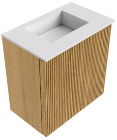 Mondiaz Joya 40cm toiletmeubel oak met wastafel faye midden zonder kraangat talc