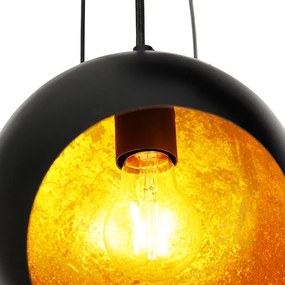 Hanglamp zwart met gouden binnenkant 7-lichts - Crooked Cluster Modern E27 rond Binnenverlichting Lamp