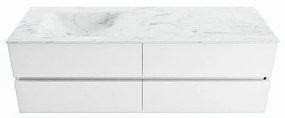 Mondiaz Vica DLux badmeubel 150cm talc 4 lades met wastafel opalo links zonder kraangat