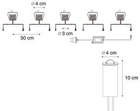 Buitenlamp Set van 5 Moderne grondspots aluminium incl. LED IP67 - Linsey Modern Buitenverlichting