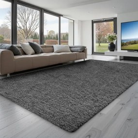 VEVOR Hoogpolig Tapijt 2438x1524 mm, pluche tapijt met drielaags materiaal, 35 mm poolhoogte, vloerkleed voor woonkamer, slaapkamer, serre, pluisvrij en zacht, antislip, grijs