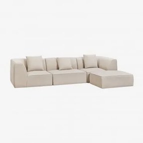 3-delige Modulaire Bank Met Gestoffeerde Poef Cardea Chenille Crèmebeige - Sklum