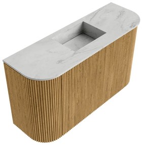 Mondiaz Joya DLux 75cm toiletmeubel ronding links/rechts oak met wastafel faye midden zonder kraangat opalo