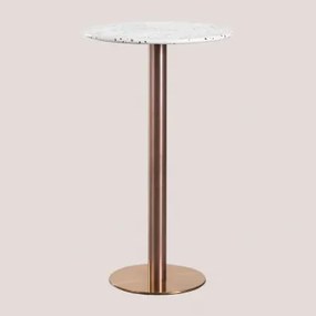 Ronde hoge bartafel in terrazzo (Ø60 cm) Malibu WIT & Roségoud - Sklum